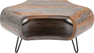 Riess-ambiente Tavolino retrò ORGANIC LIVING 80 cm grigio finitura fumé Legno massello di palissandro Sheesham Gambe a forcella Tavolino Tavolino