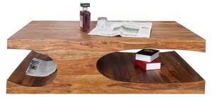 Tavolino di design riess-ambiente CUBUS 120cm in legno massello di sheesham marrone finitura pietra con vano portaoggetti