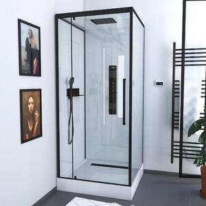 Doccia completa MARWELL Doccia completa bianca Square 90 x 90 x 215 cm - Set completo incl. piatto doccia e rubinetto - Doccia angolare con ingresso frontale