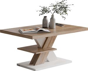 CASARIA® Tavolino Detroit 90x60x45cm da Divano 2 Ripiani in Legno Carico Max 50kg Antigraffio Tavolo da Caffé Soggiorno Design Moderno