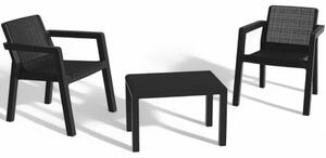 Set salotto composto da 2 sedie e un tavolino in resina riviera antracite da esterno