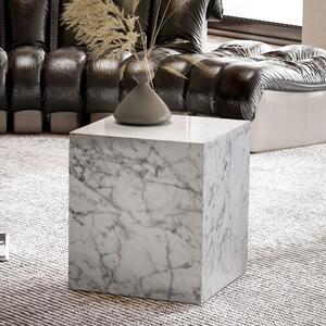 FineBuy Tavolino da caffè MONOBLOC 40x40x45 cm lucido con aspetto marmoreo Tavolo da soggiorno Cubo quadrato Design Tavolo da divano Tavolino da salotto Forma cubica