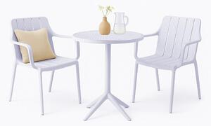 Set da giardino VORTIVO - 2 sedie da giardino bianche e 1 tavolo bianco per balcone, terrazza e sala da pranzo
