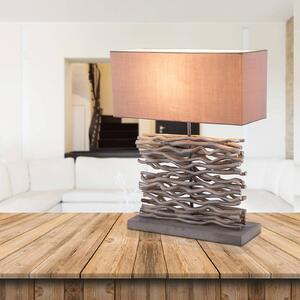 Jamie - lampada da tavolo grigia con base in legno
