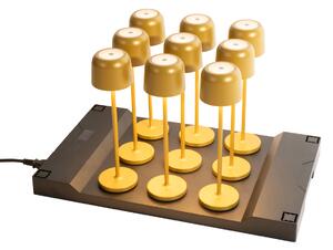 Set di 9 lampade da tavolo ricaricabili a fungo oro con stazione di ricarica - Raika