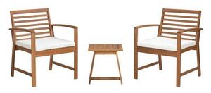 Set di mobili da giardinoin legno di acacia con cuscini – 2 persone – Cali – Ecru
