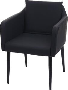 Sedia da sala da pranzo MCW-H93, sedia da cucina con schienale ~ Pelle finta nera