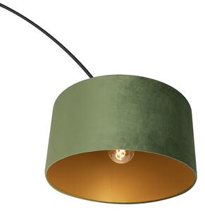 Lampada ad arco con paralume in velluto nero verde con oro 50 cm - XXL