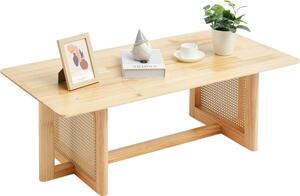 Tavolino in rattan rettangolare da 120 cm - tavolo da salotto e da giardino a 1 livello - elegante tavolo da pranzo rotondo per la vostra casa