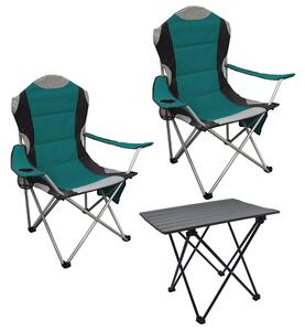 Set da giardino Spetebo da 3 pezzi con tavolo pieghevole in alluminio e borsa per il trasporto - verde - Set da giardino
