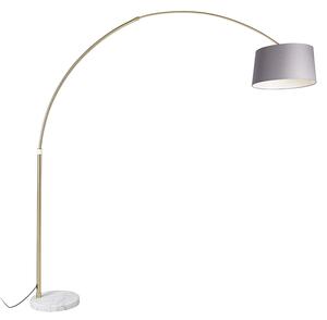 Lampada ad arco ottone paralume grigio 45 cm piede marmo - XXL