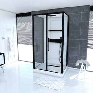 Doccia completa MARWELL Design doccia completa White Isle 115 x 90 x 217 cm - set completo incl. piatto doccia e rubinetto - installazione reversibile - sistema di profili in alluminio di alta qualità