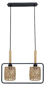 Lampada scandinava a sospensione sopra il tavolo da pranzo CROWN - 2xE27, 40W, nero/beige