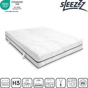 Materasso viscoelastico a 7 zone Sleezzz Smart 120 x 200 cm, altezza 18 cm, livello di rigidità H3 con schiuma a memoria d'aria + cuscino ortopedico Sleezzz Premium con effetto gel per il collo 32 x 60 cm