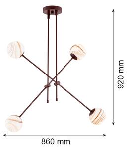 Argon 1842 - Lampadario a sospensione con supporto rigido ABSOS 4xE14/7W/230V alabastro marrone