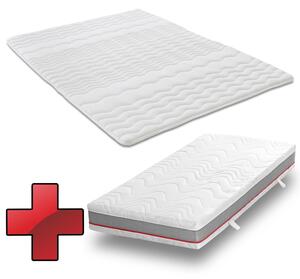 Materasso ergonomico a molle insacchettate Sleezzz Premium 90 x 200 cm, altezza 23 cm, grado di rigidità H2/H3 + coprimaterasso / imbottitura per materasso 90 x 200 cm