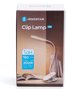 Aigostar - LED Lampada da tavolo ricaricabile dimmerabile con clip LED/2,5W/5V 1200mAh bianco