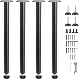 Set di 4 gambe per tavolo 711,2 mm - Acciaio al carbonio nero opaco - portata 544 kg - tavoli da cucina tavoli da studio console soggiorno
