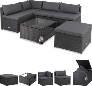 CASARIA® Lounge Tavolo da Giardino Set Polyrattan Mobili da Esterno Inclusi Cuscini 318L Gruppo di Seduta Terrazza Balcone Salottino Outdoor