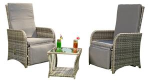 Melko Set di sedute 2 poltrone Tavolo Mobili da giardino in polyrattan Set da pranzo - Grigio