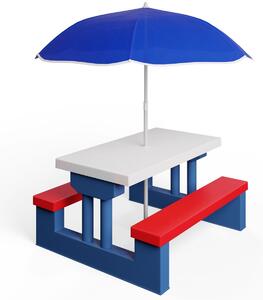 Area di seduta per bambini con ombrellone JASMIN, 67x78,5x42,5 cm, blu/bianco/rosso