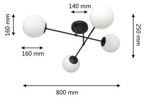 Lampadario a plafone MOON 4xE27/15W/230V nero