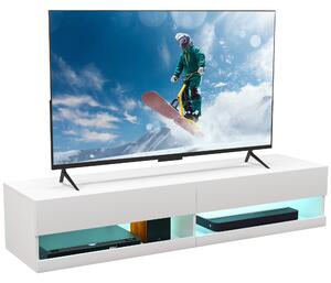 HOMCOM Mobile Porta TV fino a 65" Sospeso con 2 Armadietti a Ribalta e Luci LED di 16 Colori, in Legno, 150x40x30cm, Bianco | Aosom