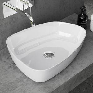 Doporro Lavabo da Appoggio Bianco Lucido 51x38x12cm Lavandino Bagno Slim Design Moderno Lavello da Minerale Fuso Colossum806