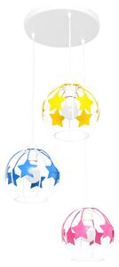 Lampadario a sospensione per bambini STARS 3xE27/15W/230V blu/rosa/giallo
