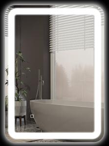 Kleankin Specchio Bagno con Interruttore Touch, Luce LED a 3 Temperature e Antiappannamento, 70x50cm