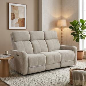 Amicasa Divano Relax 3 Posti Moderno Schienale Reclinabile Poggiapiedi estraibile Meccanismo Elettrico in Velluto Dimensioni 184x96x104 cm colore T