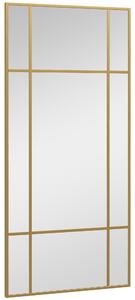 HOMCOM Specchio da Parete Stile Finestra con Montaggio Verticale e Orizzontale, 110x50cm, Oro