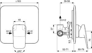 IDEAL STANDARD Miscelatore Doccia Incasso Rubinetto Monocomando Cartuccia 47 mm colore Cromato - Ceraplan