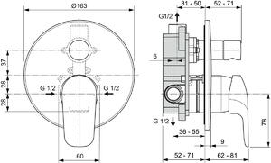 IDEAL STANDARD Miscelatore Doccia Incasso Rubinetto Monocomando colore Cromato - Ceraflex