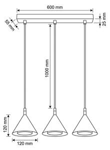 Brilagi - Lampada a sospensione con cavo CONE TRIPLE 3xGX53/15W/230V nera
