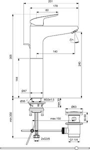 IDEAL STANDARD Miscelatore Lavabo Rubinetto Bagno Monocomando Bocca Alta colore Cromato - Ceraflex B1872AA