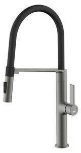 Idro Bric Miscelatore lavello monocomando con doccetta orientabile 2 getti aggancio magnetico bocca alta Gun Grey TOKYO - TOKYO