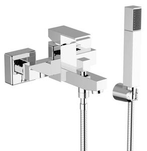 TEOREMA Miscelatore Vasca da Bagno Rubinetto Monocomando con Doccetta finitura Cromo Lucido - Pillar