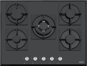 Franke Piano Cottura 5 Fuochi a Gas da Incasso 68 cm (1 Bruciatore Wok) in Vetroceramica colore Nero - 106.0490.102