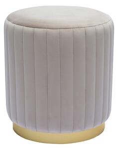 Pouf tondo in velluto color talpa e metallo dorato D40 cm DONA