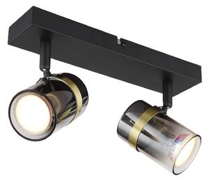 GLOBO LIGHTING Plafoniera a Soffitto Design Moderno da Interno 2 Faretti GU10 colore Nero Opaco - 57916-2 Trabby