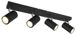 GLOBO LIGHTING Plafoniera a Soffitto Design Moderno da Interno 4 Faretti GU10 colore Nero Opaco - 57911-4B Robby