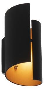 Lampada da parete Smart nera con interno oro incl. Wifi G9 - Faldo