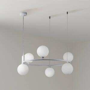 Lampada a sospensione Maytoni Ring, bianco/bianco, a 6 luci in vetro Ø 58 cm