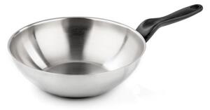 BARAZZONI Wok Padella Antiaderente Induzione Saltapasta 28 cm colore Cromo spazzolato LE INOXIDABILI