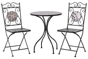 Set da balcone tavolo e sedie da giardino in metallo nero stile vintage Beliani