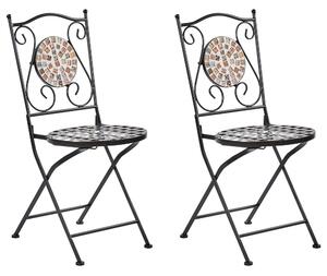 Set di 2 sedie pieghevoli da giardino in metallo nero con mosaico stile vintage esterno Beliani