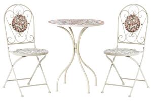Set da giardino in metallo con tavolo e sedie a mosaico Bianco esterno stile vintage Beliani