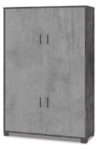 Mobile Multiuso 4 Ante 107x162x41 cm Ossido Nero/Cemento