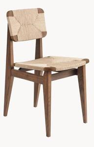 Sedia in legno C-Chair realizzata in legno di noce con seduta intrecciata